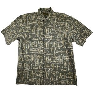 Timberland Shirt Men's Medium Fishing Pocket Short Sleeve Button Up Dress